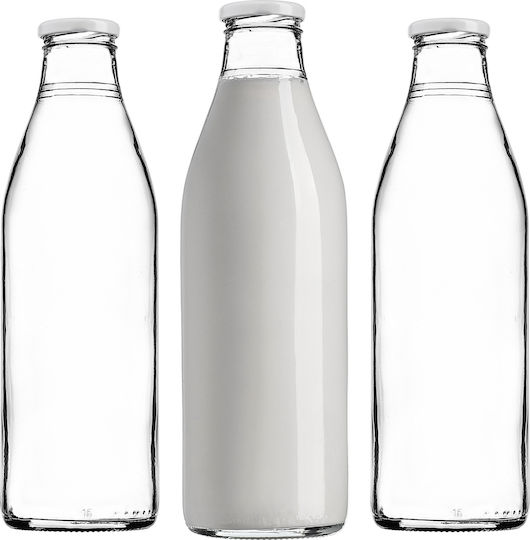 Kadax Бутилка за Вода Стъклена с Винтов Капак Прозрачна 1000ml 3 Броя
