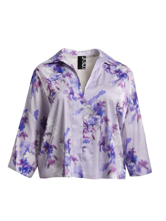 Women's Satin Floral Lilac Blouse