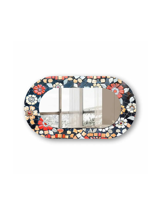 Oval Mehrfarbiger Wandspiegel Mit Glasrahmen (70x125cm)