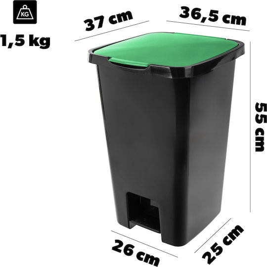 Kadax Kadax Kunststoff Mülleimer mit Pedal Grüner 45lt