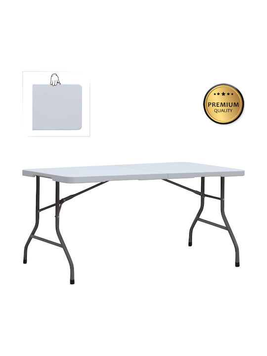 Plastic Outdoor Catering Table Foldable with Metal Frame Capri Ice White 152x70x74cm