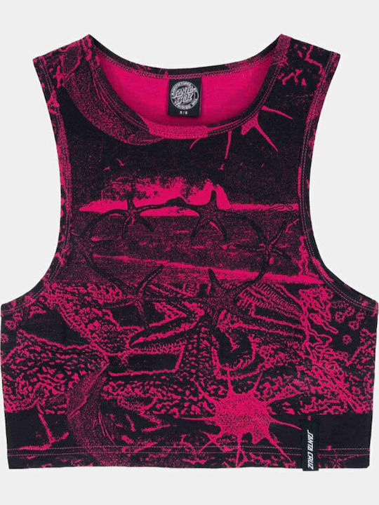 Damen Crop Top Ärmellos Fuchsie