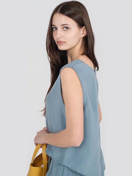 Γυναικείο Crop Top Αμάνικο Dusty Blue