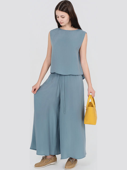 Γυναικείο Crop Top Αμάνικο Dusty Blue