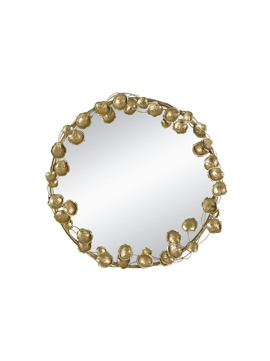 Artekko Leaf Wall Mirror with Gold Metallic Frame Diameter 90cm 1pcs