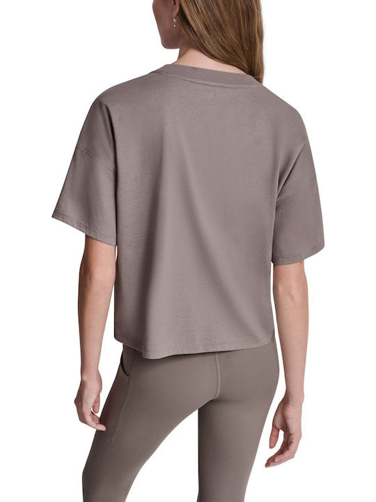 DKNY Logo Women's Cotton Short Sleeve Gray Blouse
