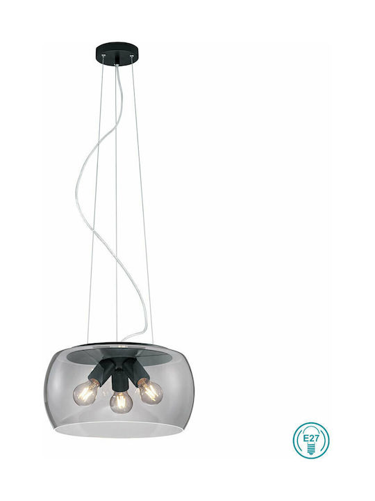 Trio Lighting Valente Ρυθμιζόμενο Κρεμαστό Φωτιστικό Μαύρο με Ντουί E27 40x40x150εκ.