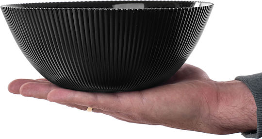 Kadax Round Black Glass Serving Bowl with Diameter 15.2cm