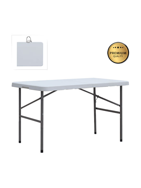 Plastic Outdoor Catering Table Foldable with Metal Frame Capri Ice White 120x60x74cm
