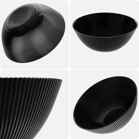 Kadax Round Black Glass Serving Bowl with Diameter 15.2cm