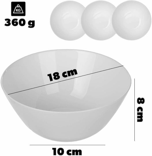 Kadax Servierschale Rund Glas Weiße mit Durchmesser 18cm 3Stücke