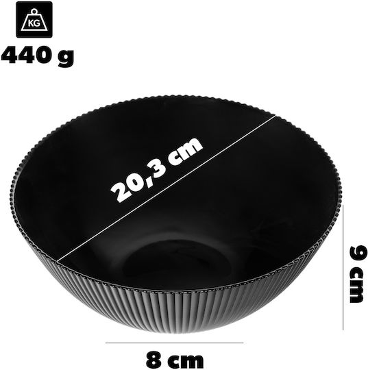Kadax Round Black Glass Serving Bowl with Diameter 15.2cm