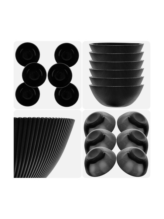 Kadax Round Black Glass Serving Bowls Diameter 15.2cm 6 Pieces