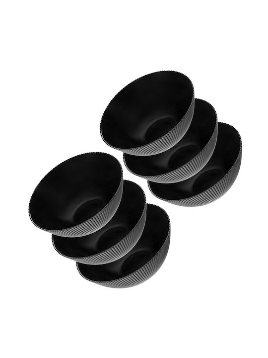 Kadax Round Black Glass Serving Bowls Diameter 15.2cm 6 Pieces