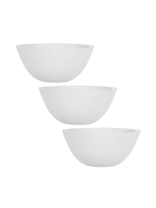 Kadax Boluri De Servire Rotunde Din Sticlă Albe Cu Diametru 15.2cm 3 Bucăți