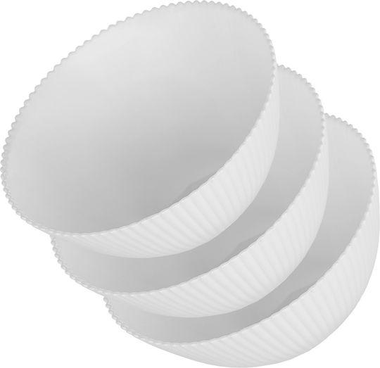 Kadax Round White Glass Serving Bowls Diameter 15.2cm 3 Pieces