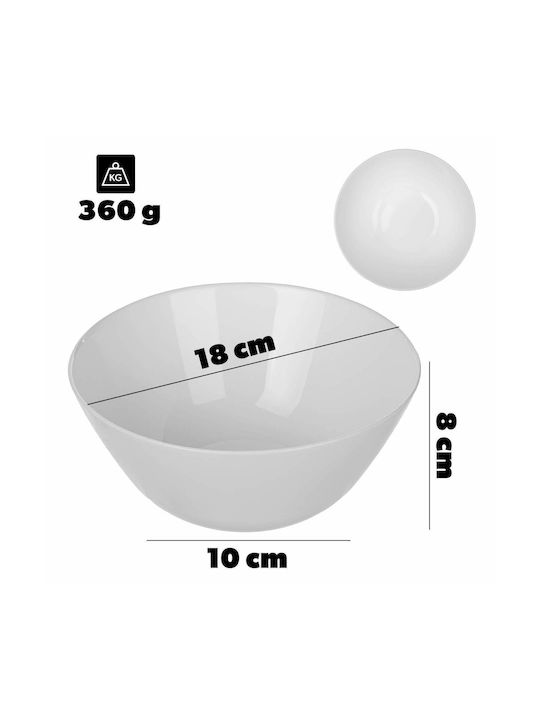 Kadax Bol Servire Rotund Din Sticlă Alb Cu Diametrul 18cm
