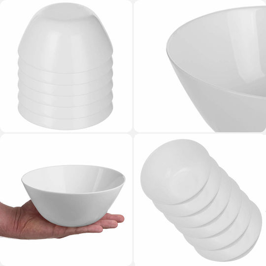 Kadax Boluri De Servire Rotunde Din Sticlă Albe Cu Diametru 18 Cm 6 Bucăți