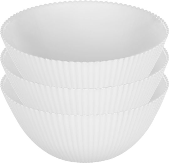 Kadax Round White Glass Serving Bowls Diameter 15.2cm 3 Pieces