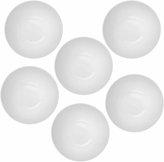 Kadax Boluri De Servire Rotunde Din Sticlă Albe Cu Diametru 18 Cm 6 Bucăți