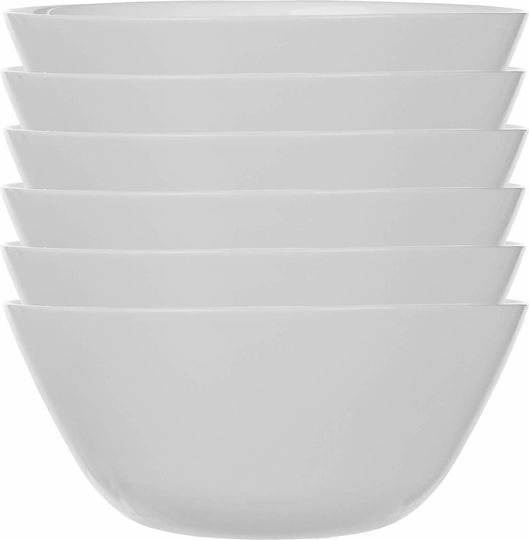 Kadax Boluri De Servire Rotunde Din Sticlă Albe Cu Diametru 18 Cm 6 Bucăți