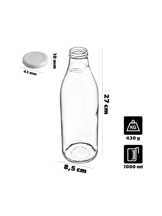 Kadax Kadax Glas Wasserflasche Mit Schraubdeckel Transparent 1000ml