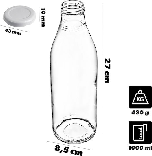 Kadax Sticlă De Apă Din Sticlă Cu Capac Șurub Transparent 1000ml
