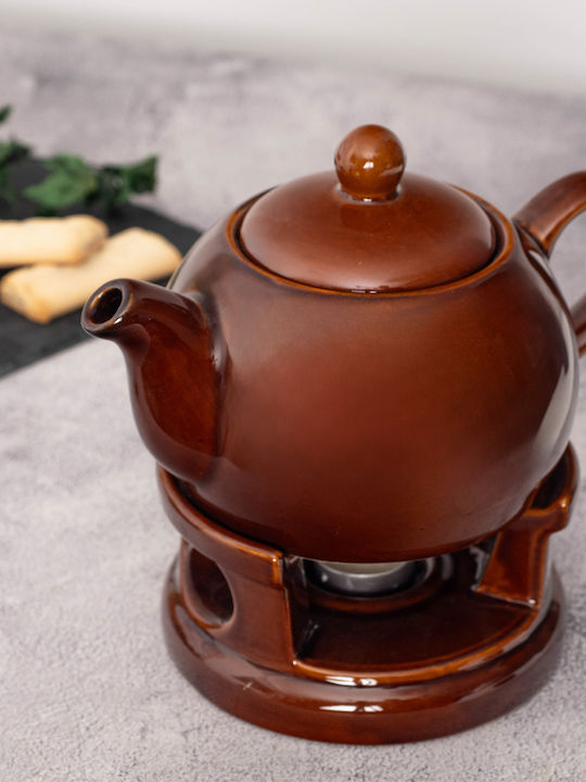 Kadax Ceramic Tea Set Brown 1000ml 15 Pieces