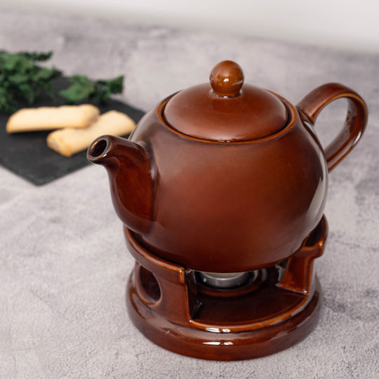 Kadax Ceramic Tea Set Brown 1000ml 15 Pieces