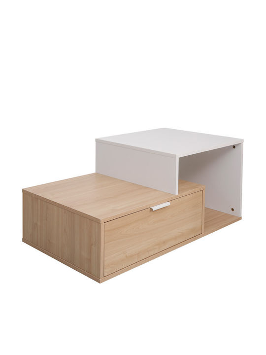 Wooden Sitting Room Table for Small Outdoor Spaces Vople Natural White Shade 90x50x40cm