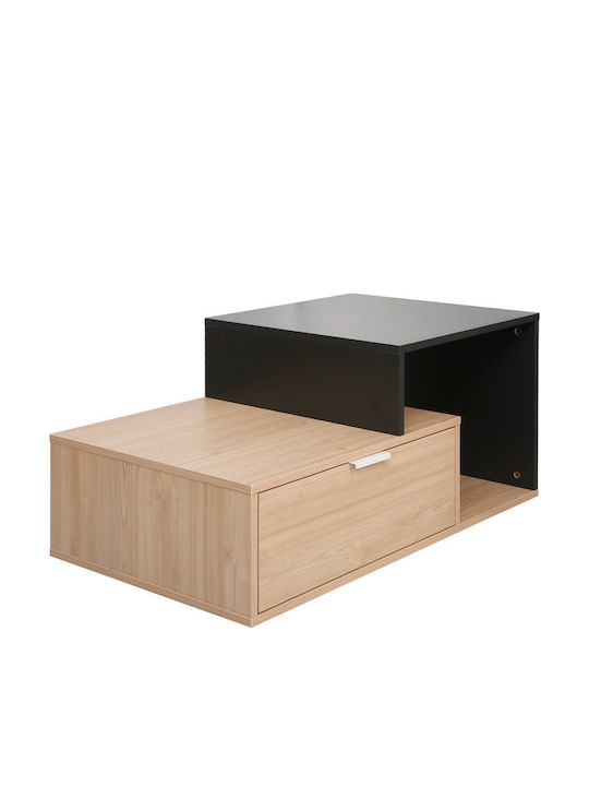Wooden Garden & Terrace Table for Small Spaces Vople Natural with Anthracite Shade 90x50x40cm