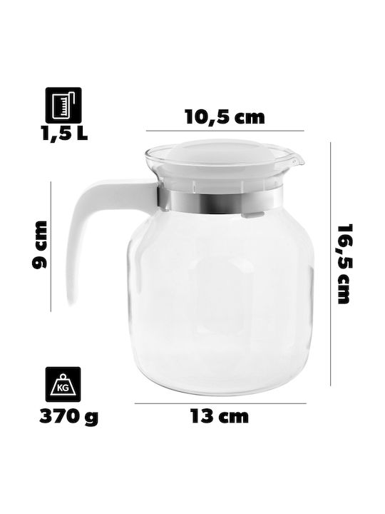 Kadax Τσαγιέρα Γυάλινη Λευκή 1500ml