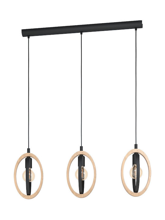 Eglo Basildon Pendant Light Black Rail with Socket E27 78x110x110cm