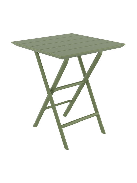 Plastic Masa Catering pentru spații exterioare mici Pliabil Helen Verde măsliniu 60x60x74buc