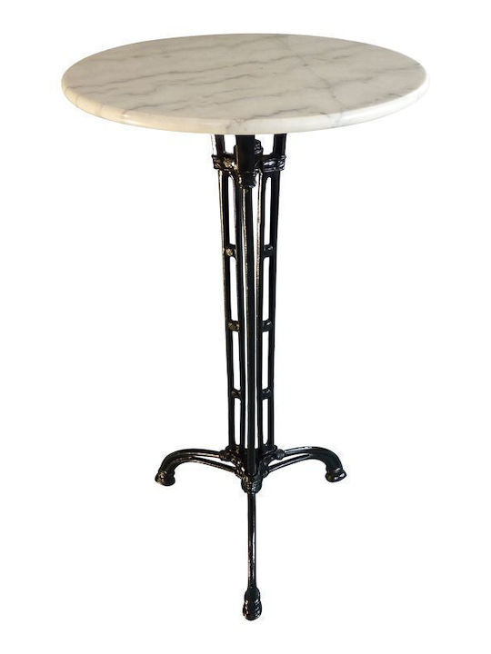 Meppo Outdoor Bar Free Standing Table with Marble Surface and Cast Iron Frame White-black Shade 60x60x107.8cm