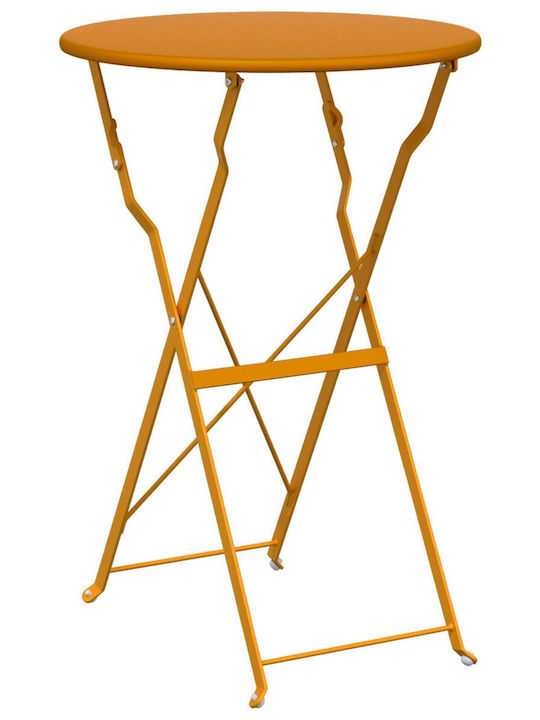 Sitting Room Outdoor Foldable Metal Table Mustard 50x50x71cm