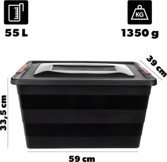 Kadax Cutie De Depozitare Din Plastic Cu Roți Și Capac Negru 40x39cm