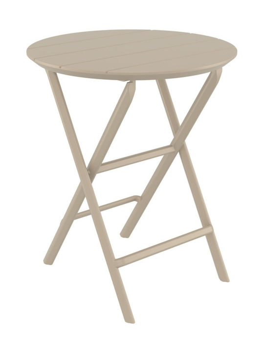 Helen Outdoor Dinner Foldable Polypropylene Table Taupe 60x60x74cm