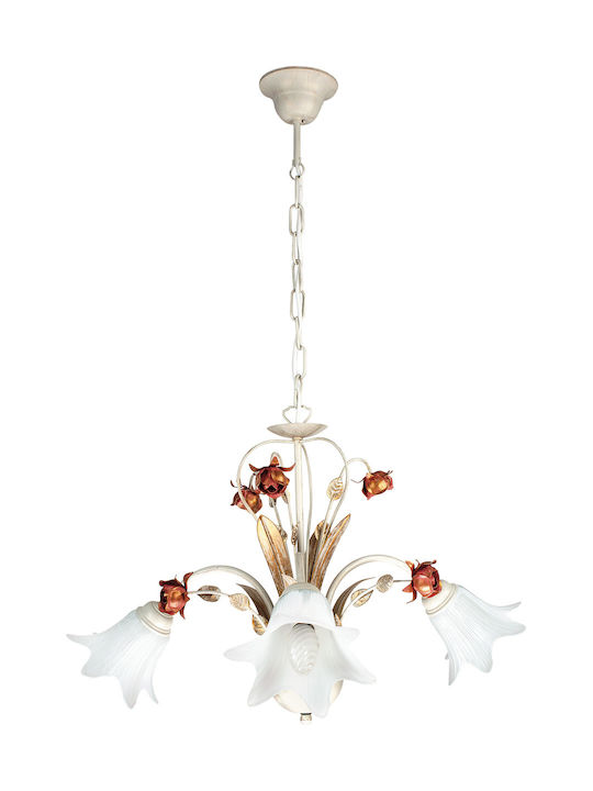 Fan Europe Rose/3 Hängelampe Weiß mit Fassung E14, E.14 71x110cm.