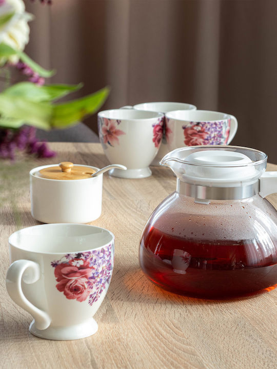 Kadax Ceainic Din Sticlă Alb 1700ml