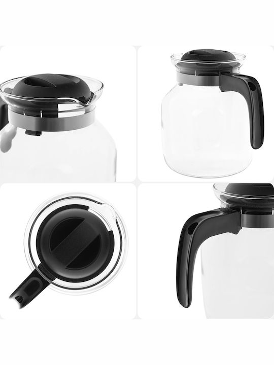Kadax Τσαγιέρα Γυάλινη Μαύρη 1500ml