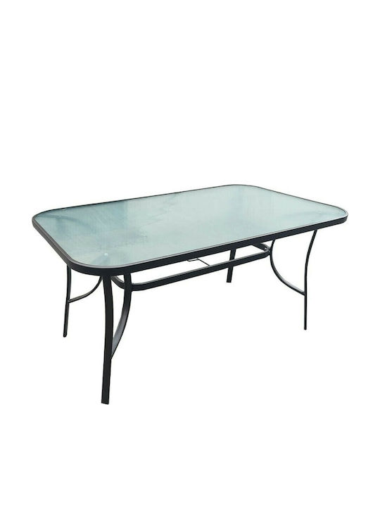 Маса Стабилна Метален със Стъклена Повърхност Steel Сив 140x80x70бр