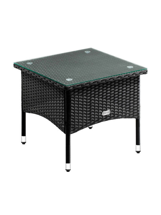 Τραπέζι για Μικρούς Εξωτερικούς Χώρους Rattan Black 50x50x45εκ.