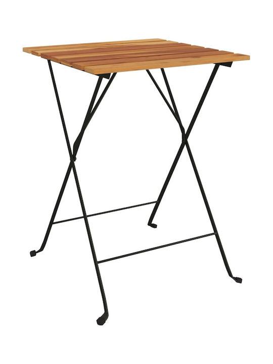 Auxiliary Garden Table for Small Outdoor Spaces Teak with Metal Frame 55x54x71cm