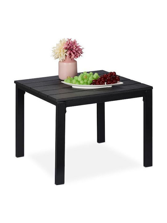 Plastic Masa Masa de lounge pentru spații exterioare mici cu schelet metalic Negru 52x48x39buc