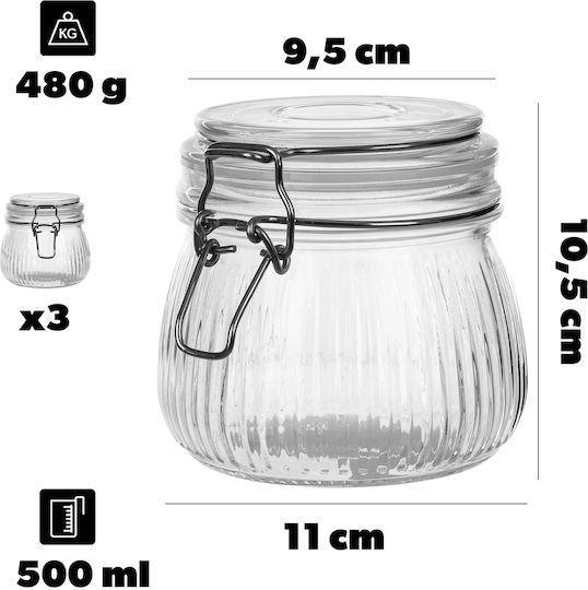 Kadax Glasbehälter Deckel 500 Ml 3 Stück
