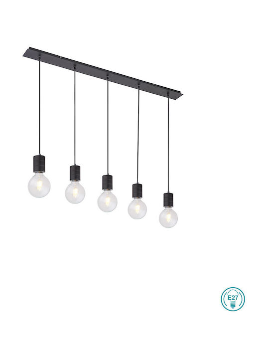 Globo Lighting Hermine Pendant Light Black Rail for 5 Bulbs E27 10cm