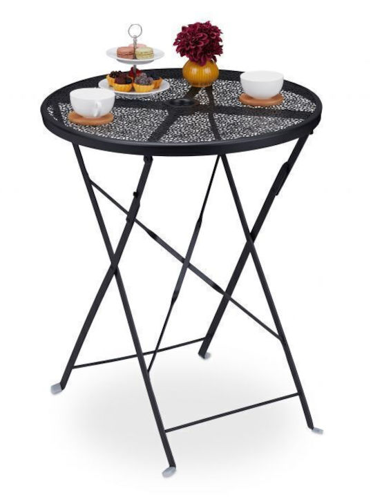 Metal Masa pentru spații exterioare mici Pliabil Negru 60.5x60.5x71.5buc