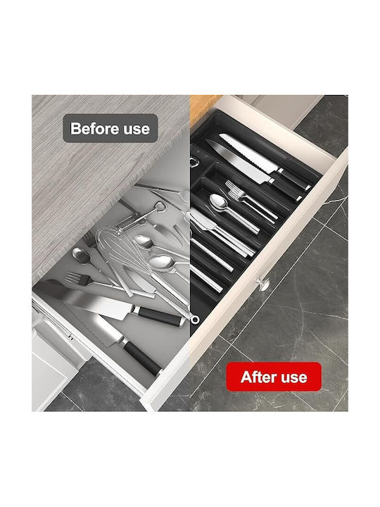 Opening Plastic Drawer Cutlery Tray 33x38x5cm Black