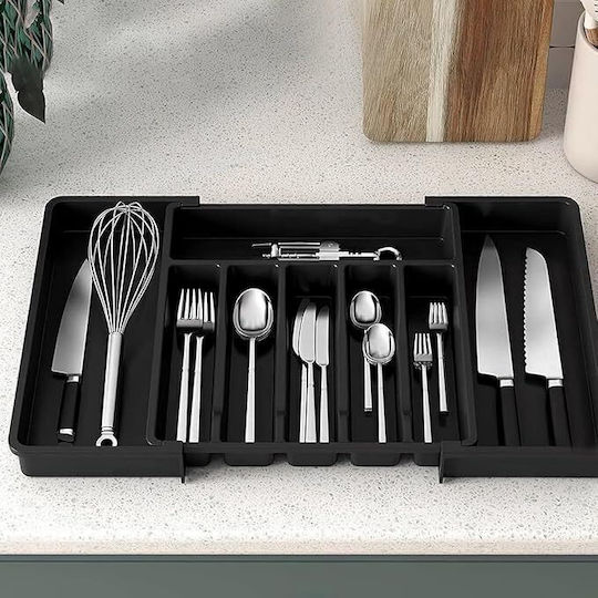 Tăvi Pentru Tacâmuri De Sertar Rabătabilă Din Plastic 33x38x5cm Neagră